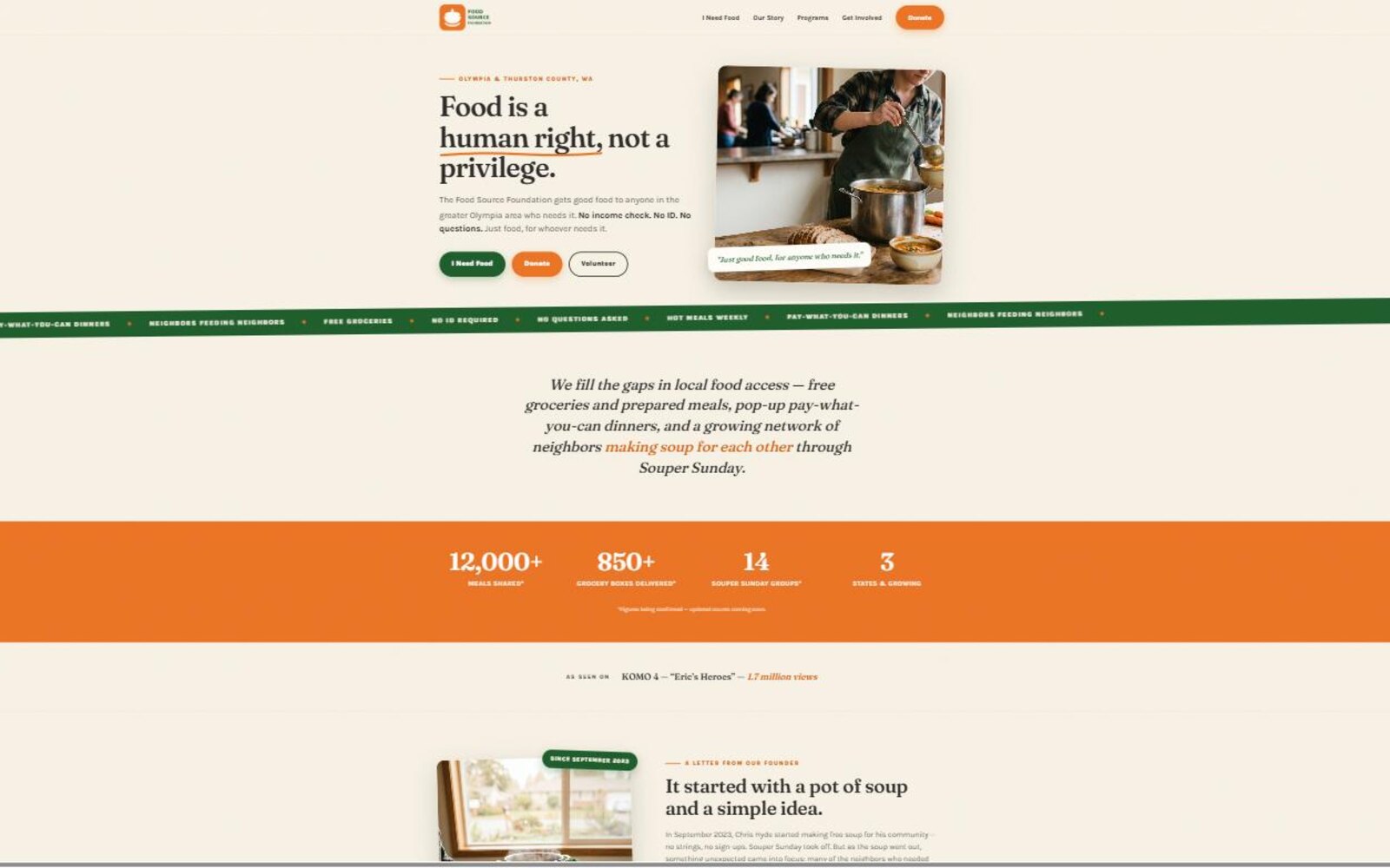 The Food Source Foundation website by Twiggley.Co.